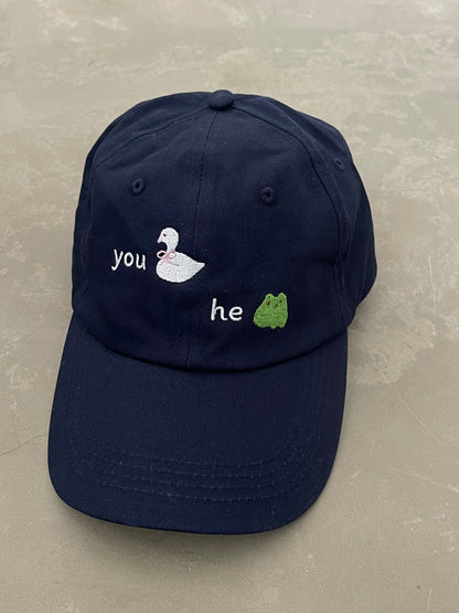 'you swan he frog' embroidery cap