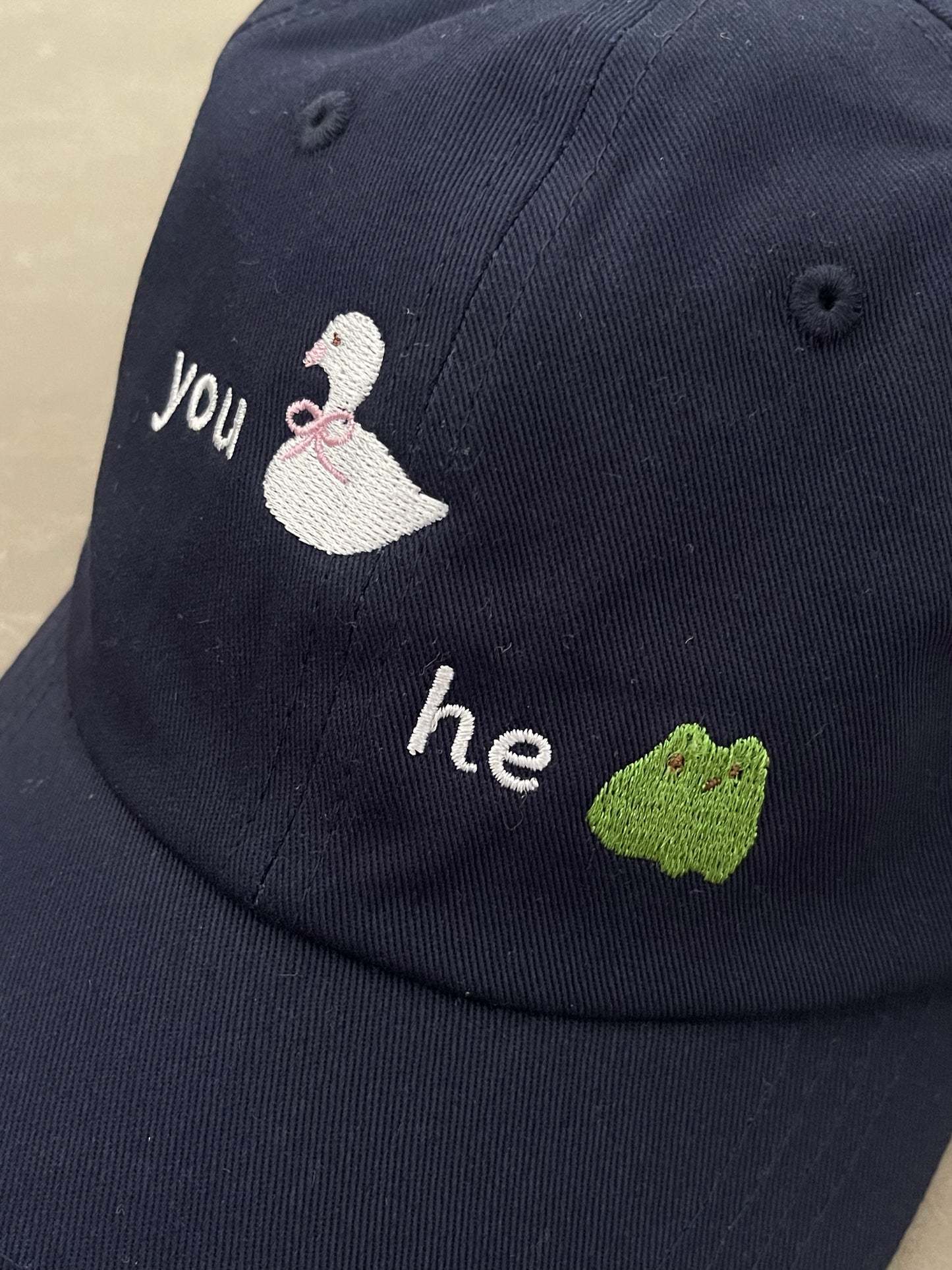 'you swan he frog' embroidery cap