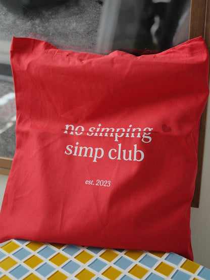 No simping simp club soft tote bag